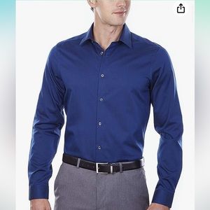 Calvin Klein Men's Dress Shirt Slim Fit Non-iron Herringbone